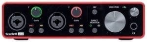 https://focusrite.com/en/usb-audio-interface/scarlett/scarlett-2i2 Recording Levels: a USB Audio Interface is an excellent tool to record music tracks with.